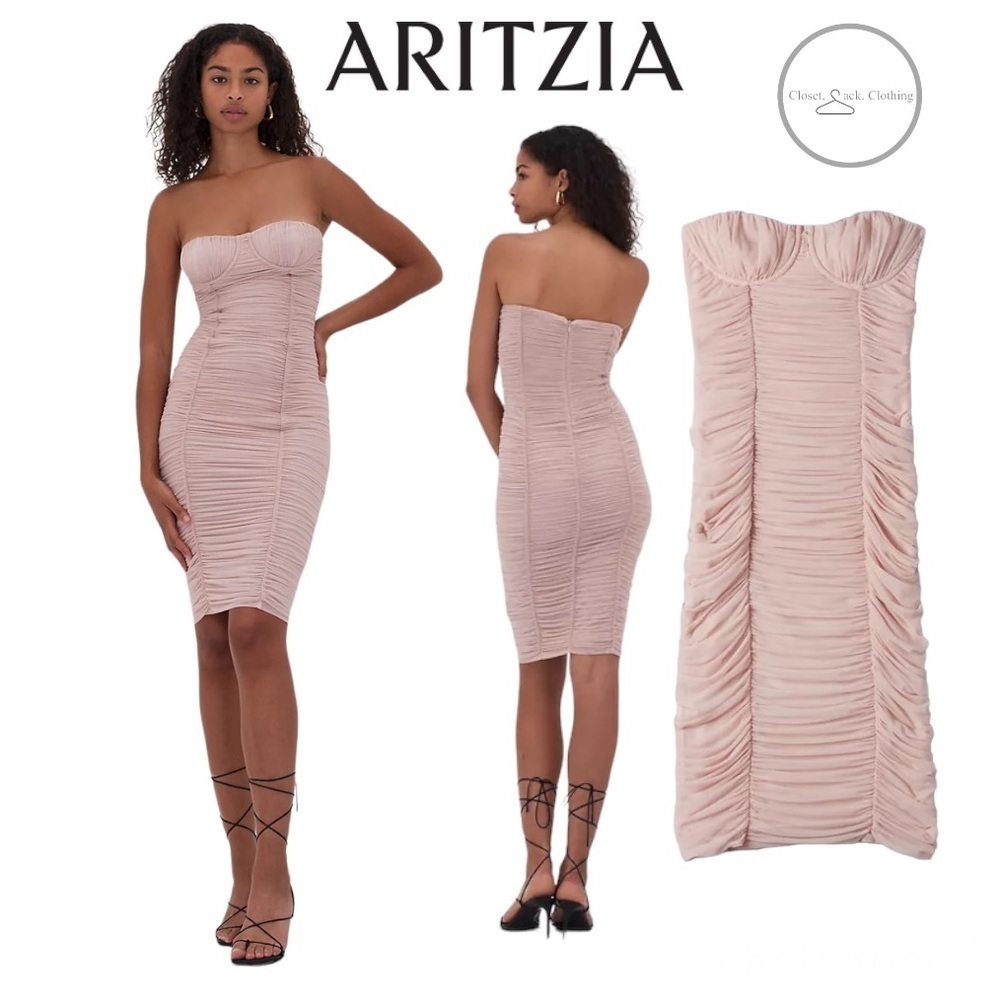 Aritzia Babaton Luxor Strapless Ruched Dress Sized 10
